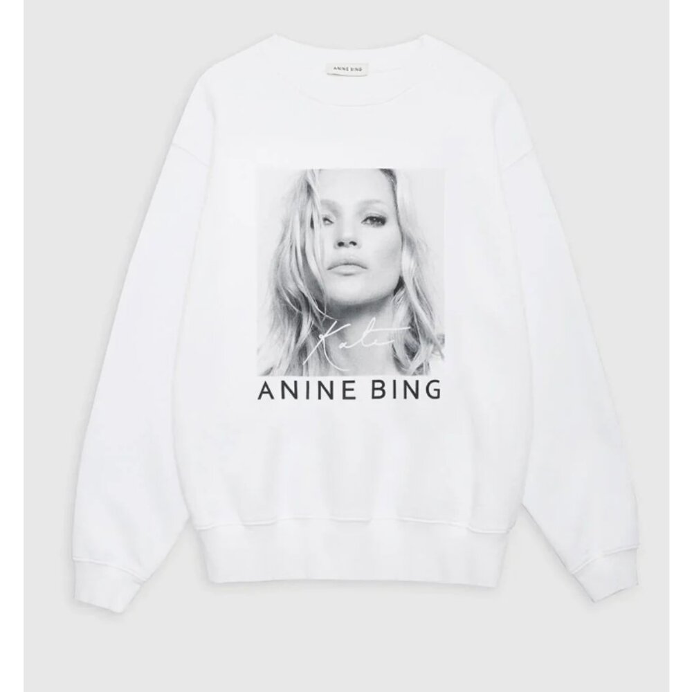 NWT ANINE BING x Kate Moss Ramona White Sweatshirt
